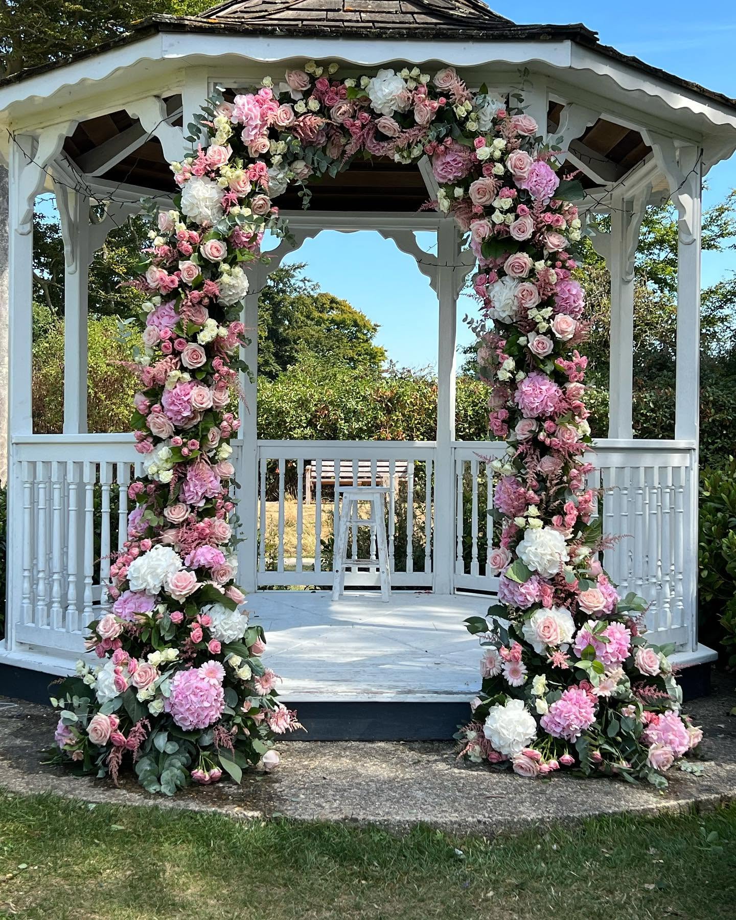 Pink floral wedding arch Kent